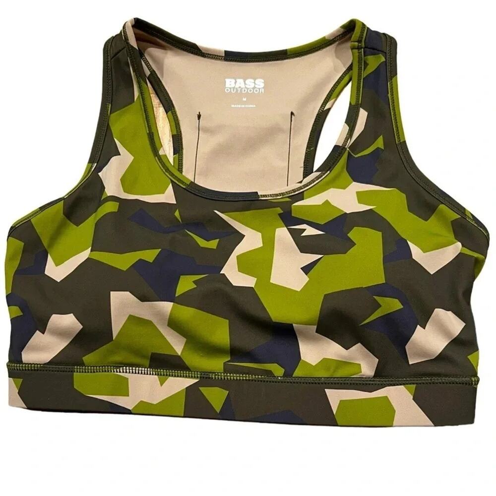 BASS OUTDOOR women Back Phone Pocket Removable Cups Racerback Bra Top Size M NWT - Picture 2 of 10